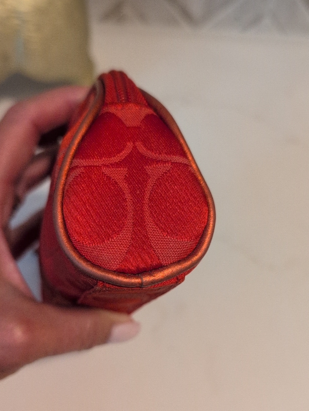 Limited Edition Coach Red Signature Logo Cosmetic Pouch - Picture 5 of 8